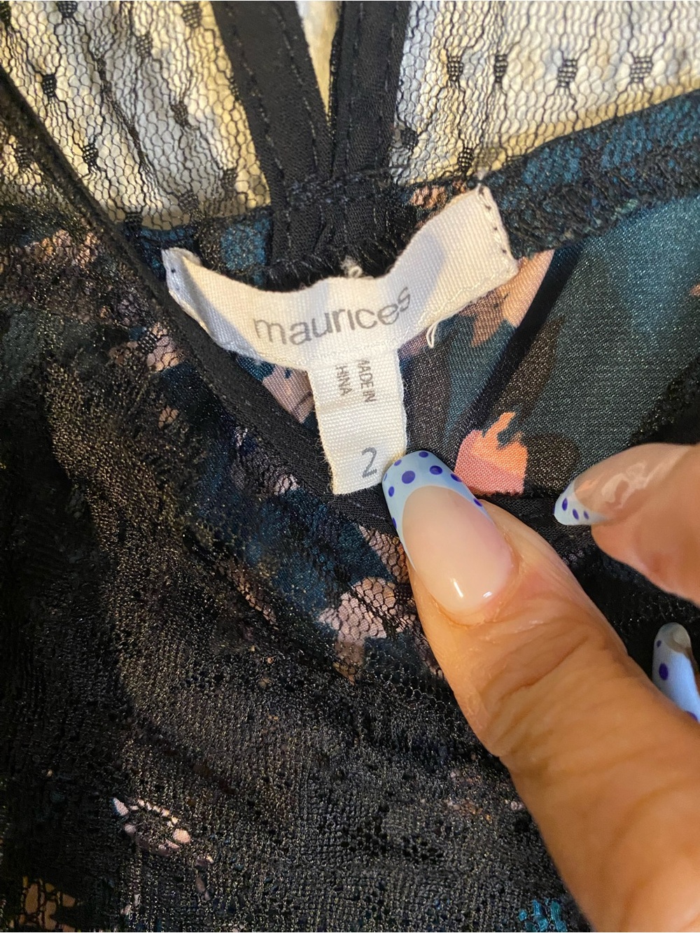 Maurices Teal Floral Lace Trim Sleeveless Camisole - Picture 8 of 12